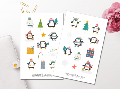 Weihnachten Pinguine Sticker Set